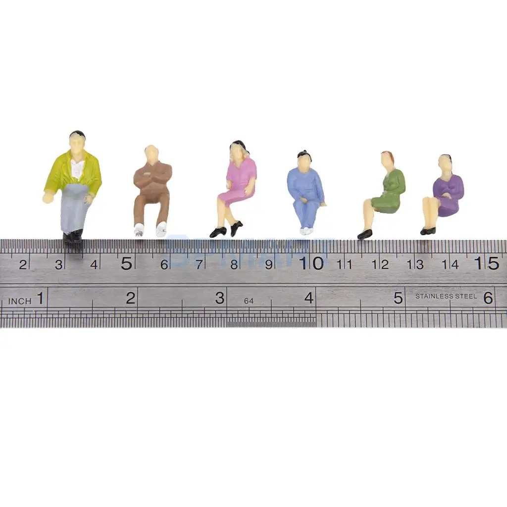 MagiDeal 50Pcs 1:50 Painted Model Train Railway Street Seated People Passengers Figures Diorama Layout Home Decor Toys Gift