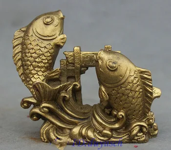 Crafts statue Chinese Folk Pure Brass 2 Auspicious Fish Carp Cyprinoid Jump Dragon Door Statue
Crafts statue Chinese Folk Pure Brass 2 Auspicious Fish Carp Cyprinoid Jump Dragon Door Statue