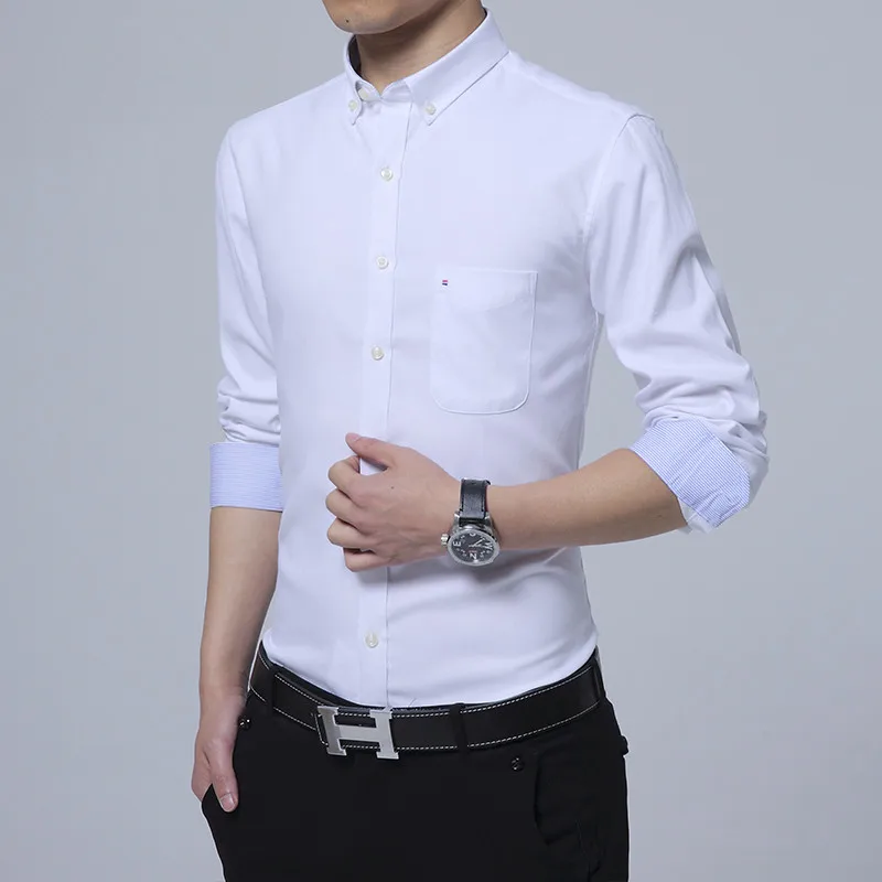 Spring Autumn Men's Long Sleeve Solid Shirts Formal Social Oxford Men Shirt Slim Fit Camisa Male White Blue Casual Dress Shirts 
Spring Autumn Men's Long Sleeve Solid Shirts Formal Social Oxford Men Shirt Slim Fit Camisa Male White Blue Casual Dress Shirts