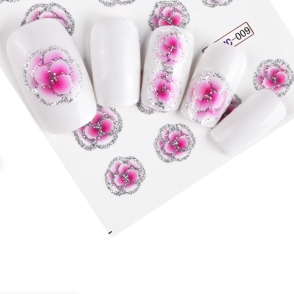 55pcs New Latest Nail Art Glitter Tips Flower Designs with Gold Powder Nail Art Sticker Decals Watermark DIY Manicur (15)