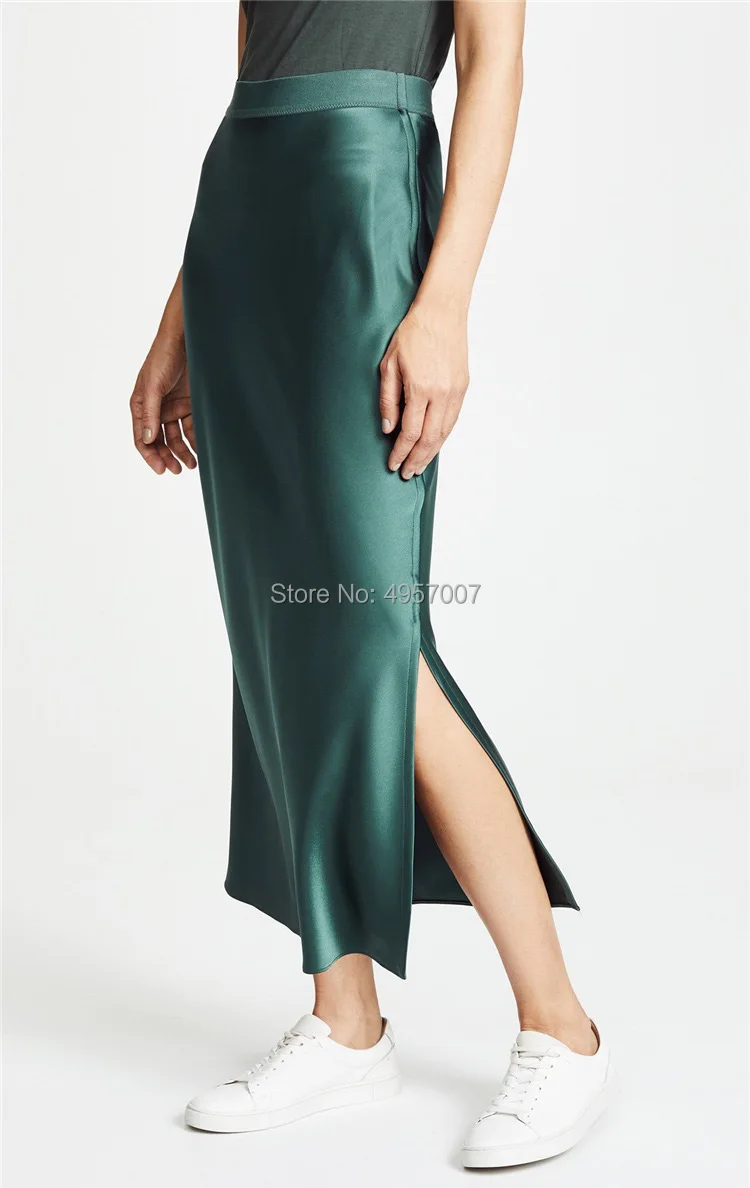 Green Solid Color Triacetate Satin Elastic Waist Midi Long Skirt With Side Slits - 2019 New Women Ol/Casual Stylish Skirt
Green Solid Color Triacetate Satin Elastic Waist Midi Long Skirt With Side Slits - 2019 New Women Ol/Casual Stylish Skirt