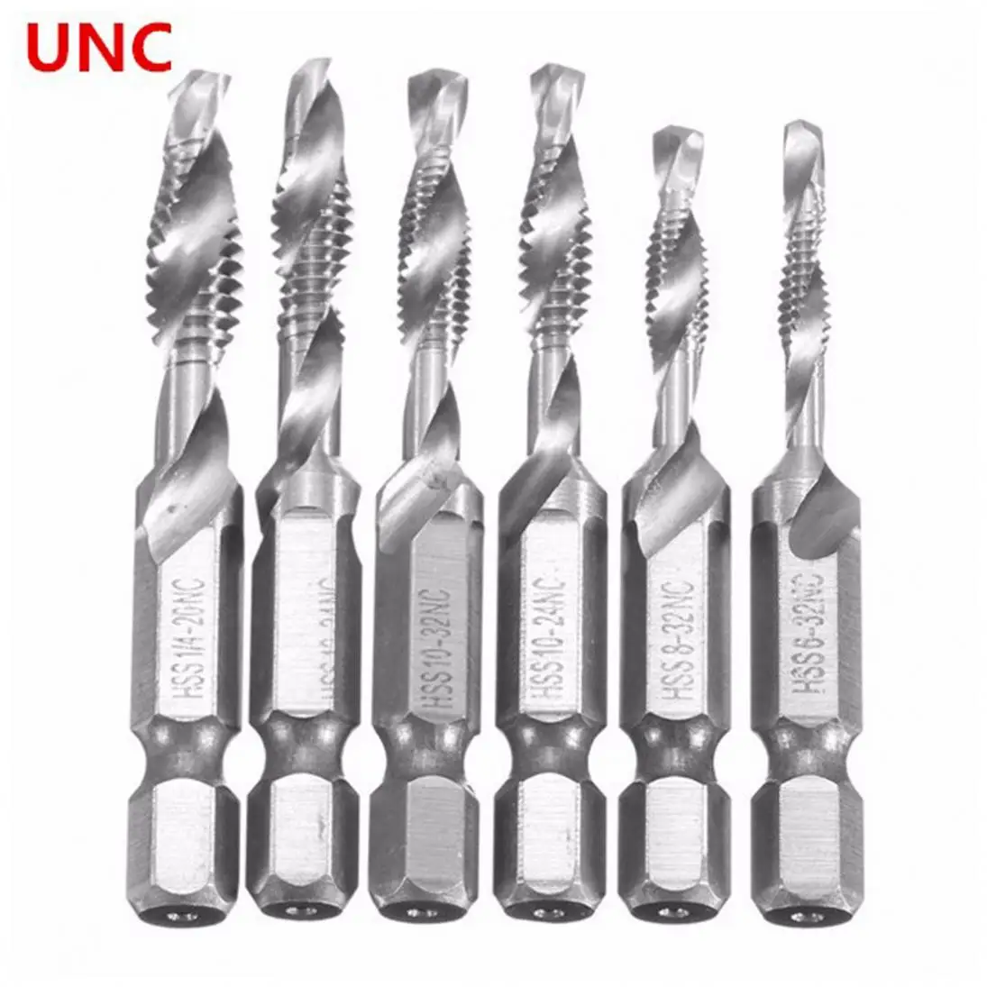 6pcs HSS 1 / 4 Inch Universal Hex Shank Combination Drill Tap Bit Set Metric Deburr Countersink Bits Power Tool Accessories
6pcs HSS 1 / 4 Inch Universal Hex Shank Combination Drill Tap Bit Set Metric Deburr Countersink Bits Power Tool Accessories