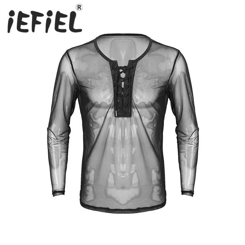 New Arrival Men Male Lace Up See Through Mesh Long Sleeve Pullover T-Shirt Clubwear Nightwear Costumes Undershirts Men's T-Shirt
New Arrival Men Male Lace Up See Through Mesh Long Sleeve Pullover T-Shirt Clubwear Nightwear Costumes Undershirts Men's T-Shirt