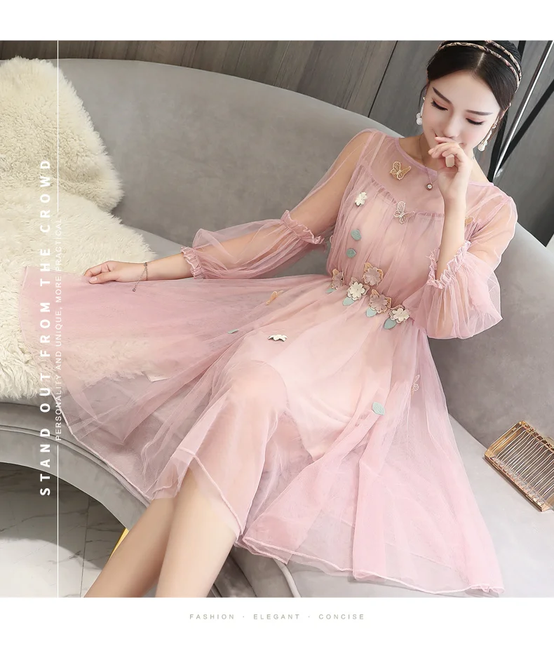 Women Elegant Elastic Dress 2019 Summer Lantern Sleeve O-neck Tunic Mesh Dress Femme Flower Embroidery Party Dress Vestidos
Women Elegant Elastic Dress 2019 Summer Lantern Sleeve O-neck Tunic Mesh Dress Femme Flower Embroidery Party Dress Vestidos