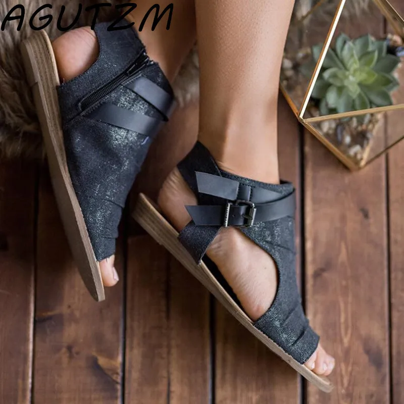 AGUTZM Women Sandals Gladiator Peep Toe Buckle Strap Zipper Design Women Flats Shoes Summer Beach Ladies Shoes Sandalias Mujer
AGUTZM Women Sandals Gladiator Peep Toe Buckle Strap Zipper Design Women Flats Shoes Summer Beach Ladies Shoes Sandalias Mujer
