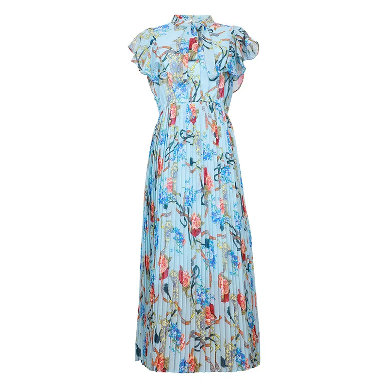 Europe and America 2019 summer elegant pleated dress Fashion women's stand collar dress A447
Europe and America 2019 summer elegant pleated dress Fashion women's stand collar dress A447