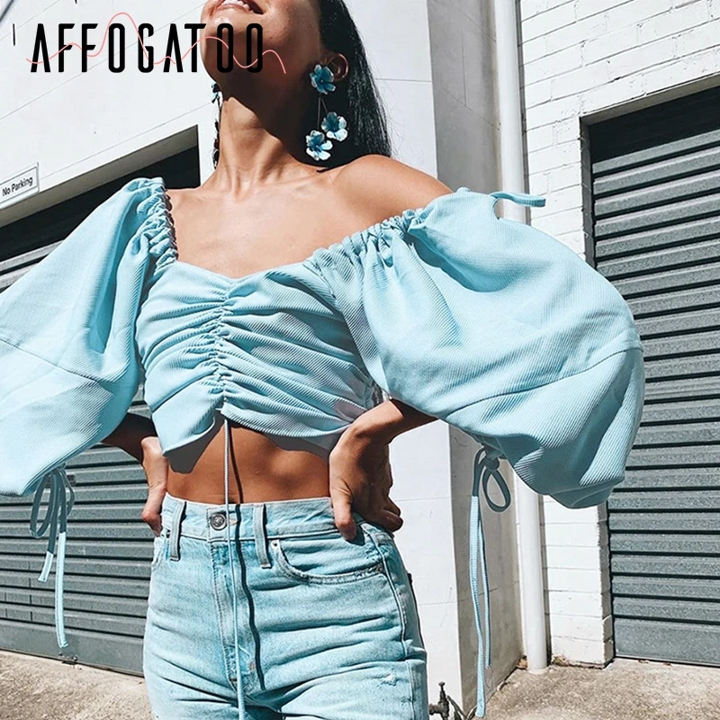 Affogatoo Sexy lantern sleeve women summer crop top Vintage lace up female tank blue tops camis Casual Loose ladies short camis
Affogatoo Sexy lantern sleeve women summer crop top Vintage lace up female tank blue tops camis Casual Loose ladies short camis