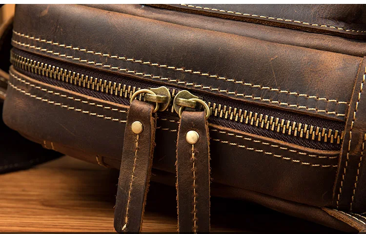 Woosir Vintage Leder-Sling-Rucksack für Herren