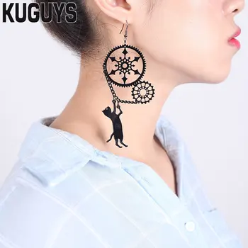 KUGUYS Fashion Women Jewelry Acrylic Black Long Drop Earring Amimal Gear Cat Black Dangle Earrings
KUGUYS Fashion Women Jewelry Acrylic Black Long Drop Earring Amimal Gear Cat Black Dangle Earrings