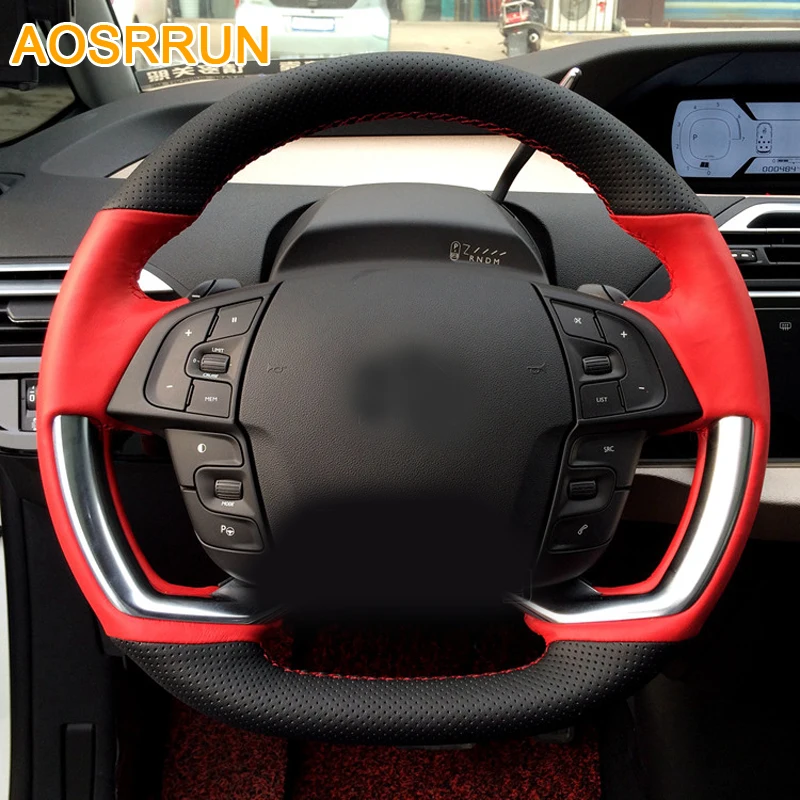 AOSRRUN Car accessories Leather Hand-stitched Car Steering Wheel Covers For Citroen C4 PICASSO 2015 2016
AOSRRUN Car accessories Leather Hand-stitched Car Steering Wheel Covers For Citroen C4 PICASSO 2015 2016