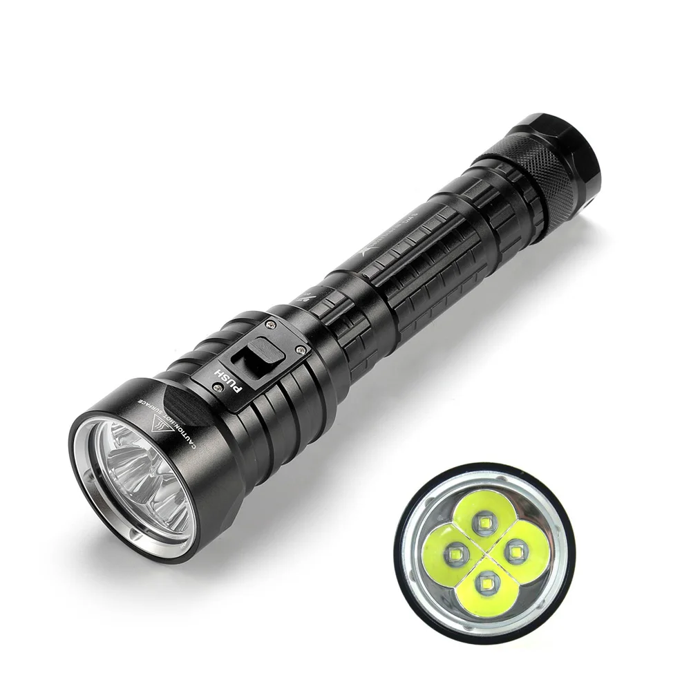 

LED Diving Flashlight IPX8 Waterproof 4x CREE XM-L L2 LED Torch Submarine Lamp 3 Modes 8000 Lumens Flashlights