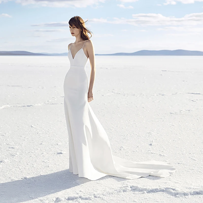 Verngo Mermaid Wedding Dress V-neck Soft Stain Ivory Beach Wedding Gowns Bride Dress Vestidos De Novia 2019 Vestido De Noiva
Verngo Mermaid Wedding Dress V-neck Soft Stain Ivory Beach Wedding Gowns Bride Dress Vestidos De Novia 2019 Vestido De Noiva
