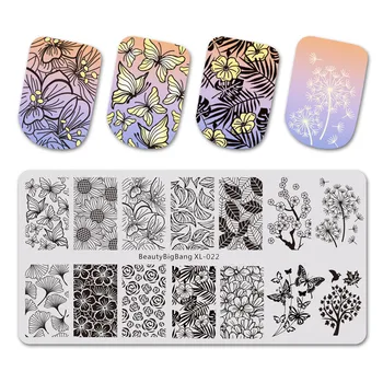 

BeautyBigBang Stamping Plate Stencil For Nails Butterfly Leaf Autumn Image Nail Template Stamping Plate For Nails Art BBB XL-022