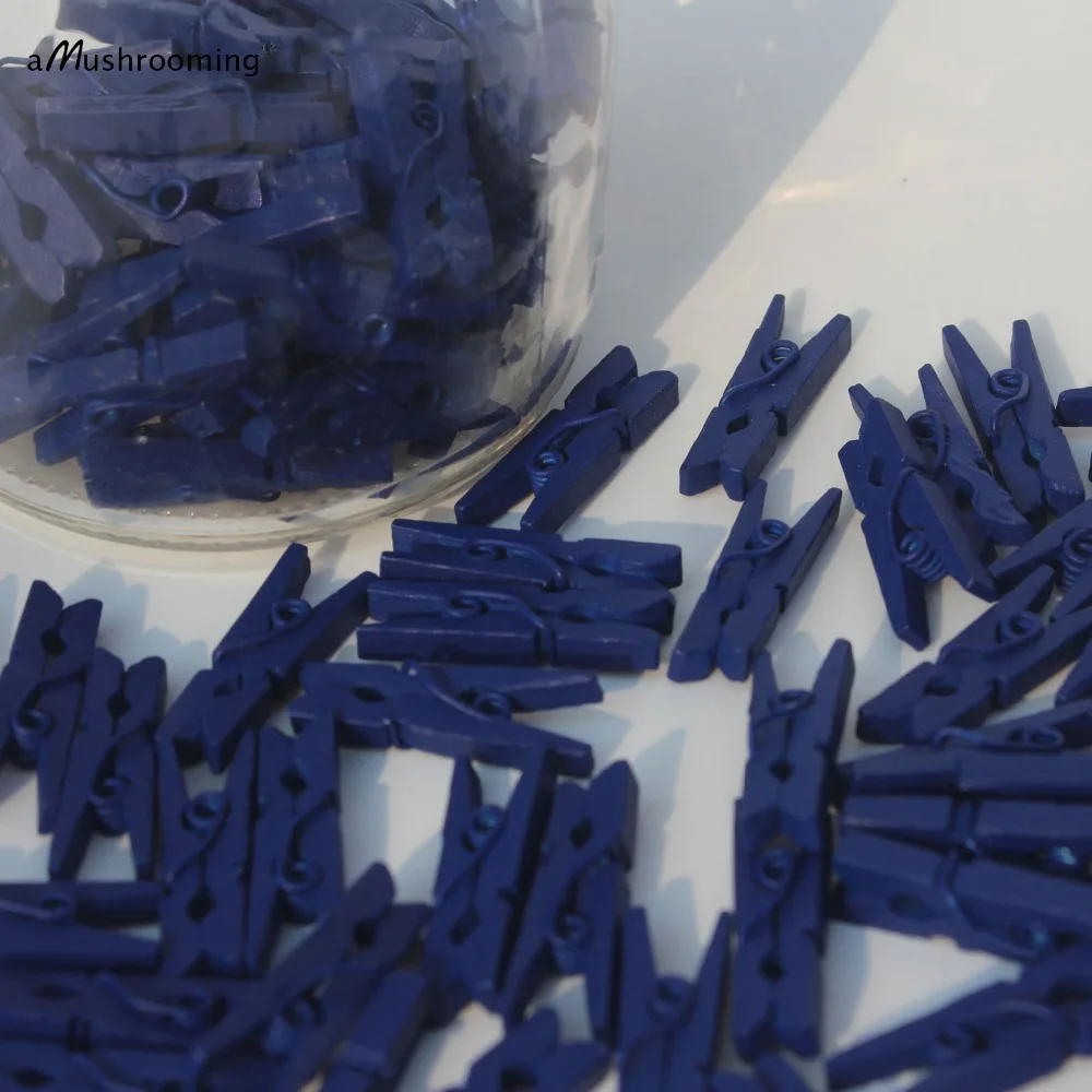 200 Royal Blue Mini pegs Wooden Clothespins Navy Scrapbooking Small Clips Baby Shower Fairy Garden Decor Pins Summer DIY Crafts | Дом и сад