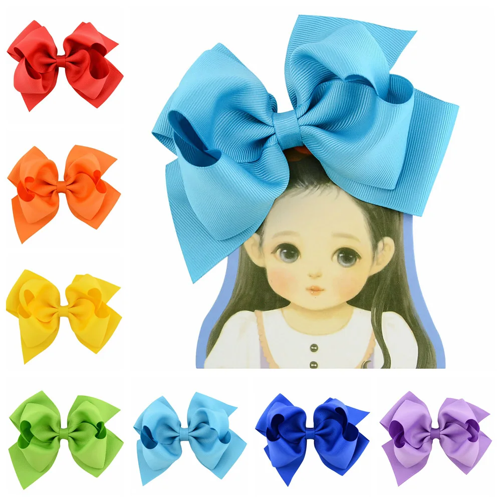 

1pc 6 Inch Bowknot Double Layers Solid Grosgrain Ribbon Hairbow Kids Girls Hair Bows Clips Hair Accessories Hairpins 673