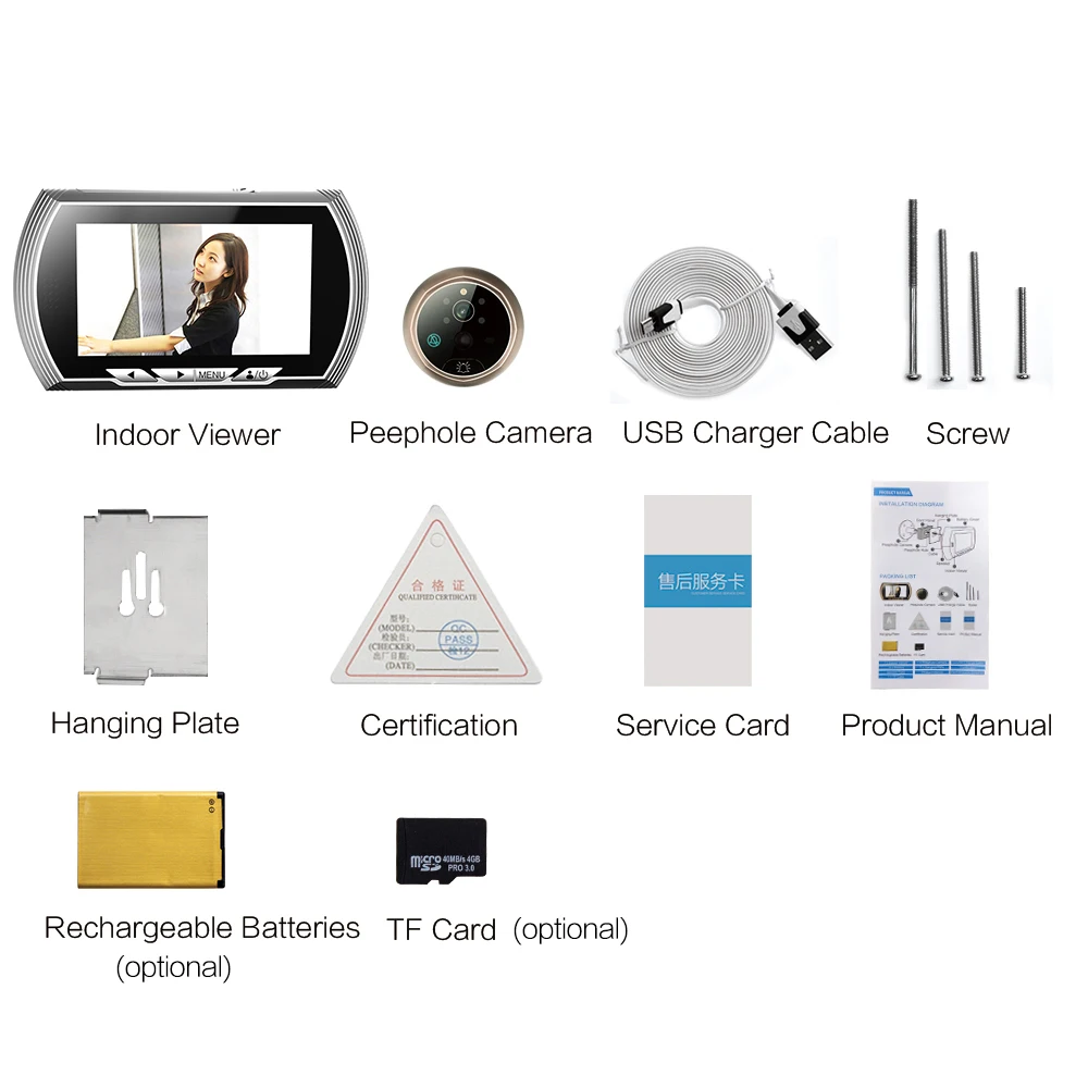 4.3 inch LCD door bell video peephole 1.0M pixels door camera PIR Motion Sensor IR Night vision door peephole video eye Max 32G
4.3 inch LCD door bell video peephole 1.0M pixels door camera PIR Motion Sensor IR Night vision door peephole video eye Max 32G