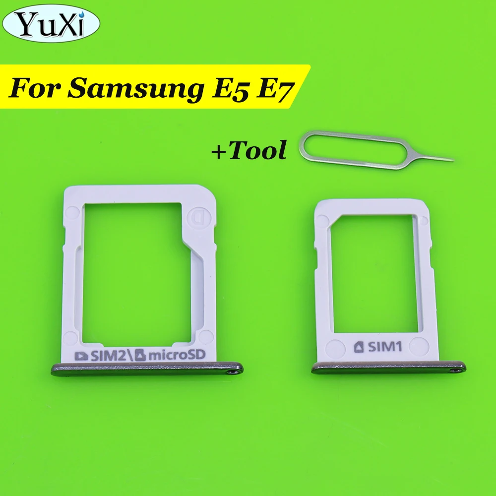 YuXi SIM Card Tray Holder + Micro SD Tray Slot Adapters For Samsung Galaxy E5 E500 E7 E700 Repair Parts Silver Color
YuXi SIM Card Tray Holder + Micro SD Tray Slot Adapters For Samsung Galaxy E5 E500 E7 E700 Repair Parts Silver Color