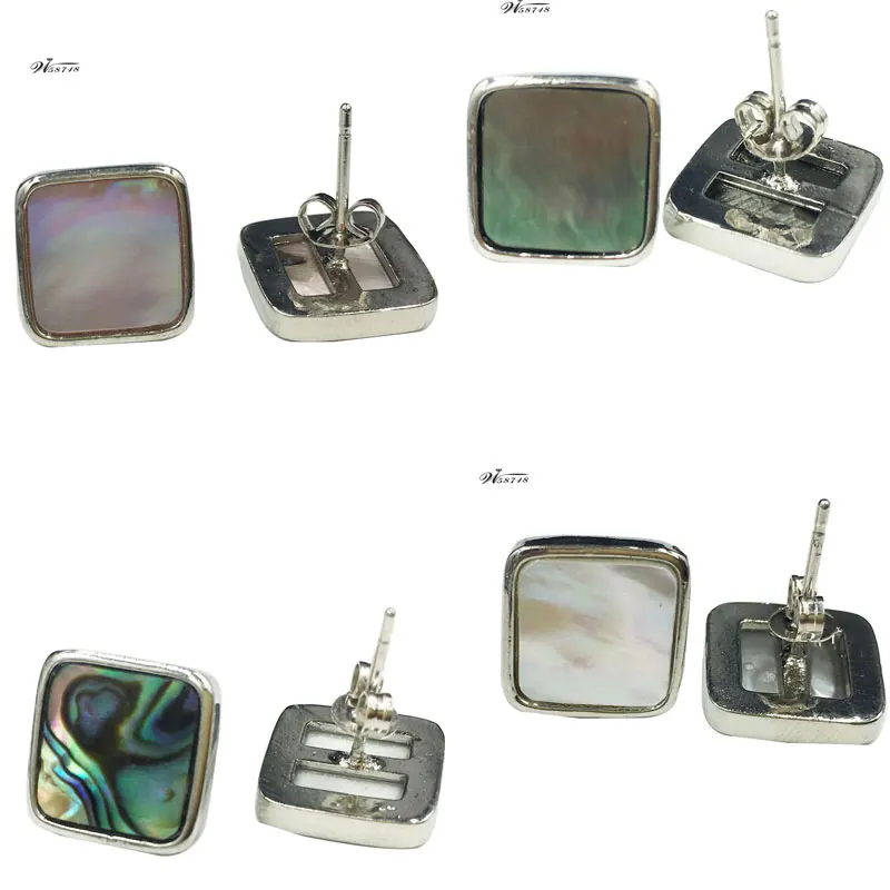 Free Shipping Beautiful New Zealand Abalone & Mother of pearl Shell Square Art Women Men Stud Earring pWB722
Free Shipping Beautiful New Zealand Abalone & Mother of pearl Shell Square Art Women Men Stud Earring pWB722