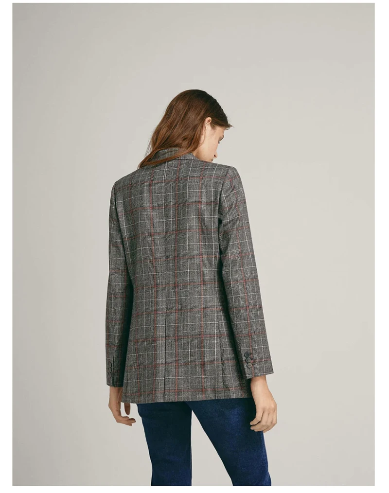 2018 Spring And Summer Women Suit New European Fashion Medium And Long Slim Fit Plaid Casual Blazer Small Suit For Women D8A159 (4)