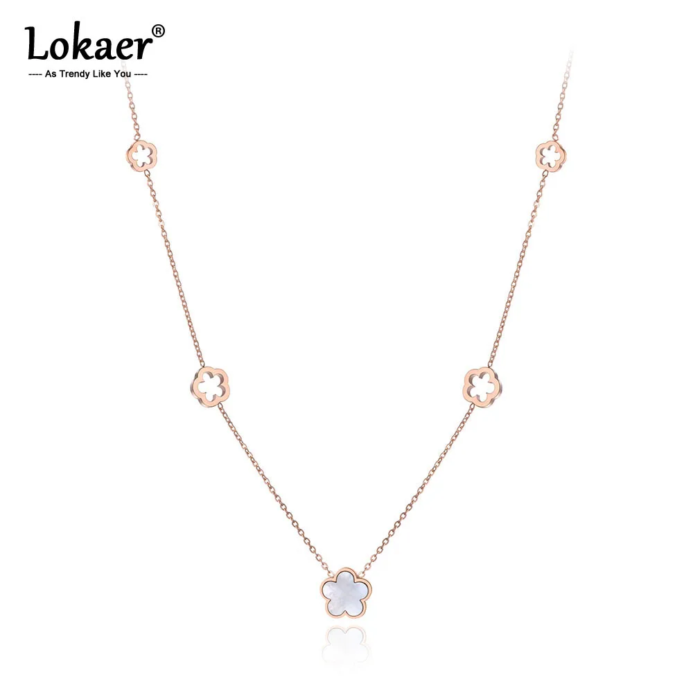 Lokaer Trendy Titanium Steel 5Pcs Flower Charm Pendant Necklaces Jewelry Rose Gold Color Wedding Necklace For Women Gifts N19100
Lokaer Trendy Titanium Steel 5Pcs Flower Charm Pendant Necklaces Jewelry Rose Gold Color Wedding Necklace For Women Gifts N19100