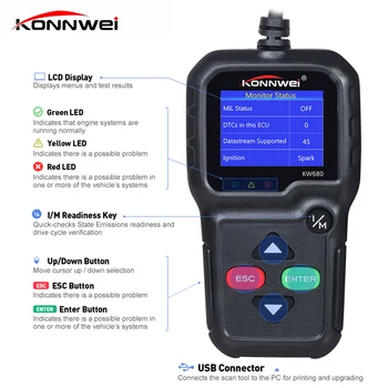 Professional OBD2 Auto Scanner Car Diagnostic Tool KW680 ODB2 Engine Code Reader Auto Diagnostic Scanner Better ELM 327
Professional OBD2 Auto Scanner Car Diagnostic Tool KW680 ODB2 Engine Code Reader Auto Diagnostic Scanner Better ELM 327