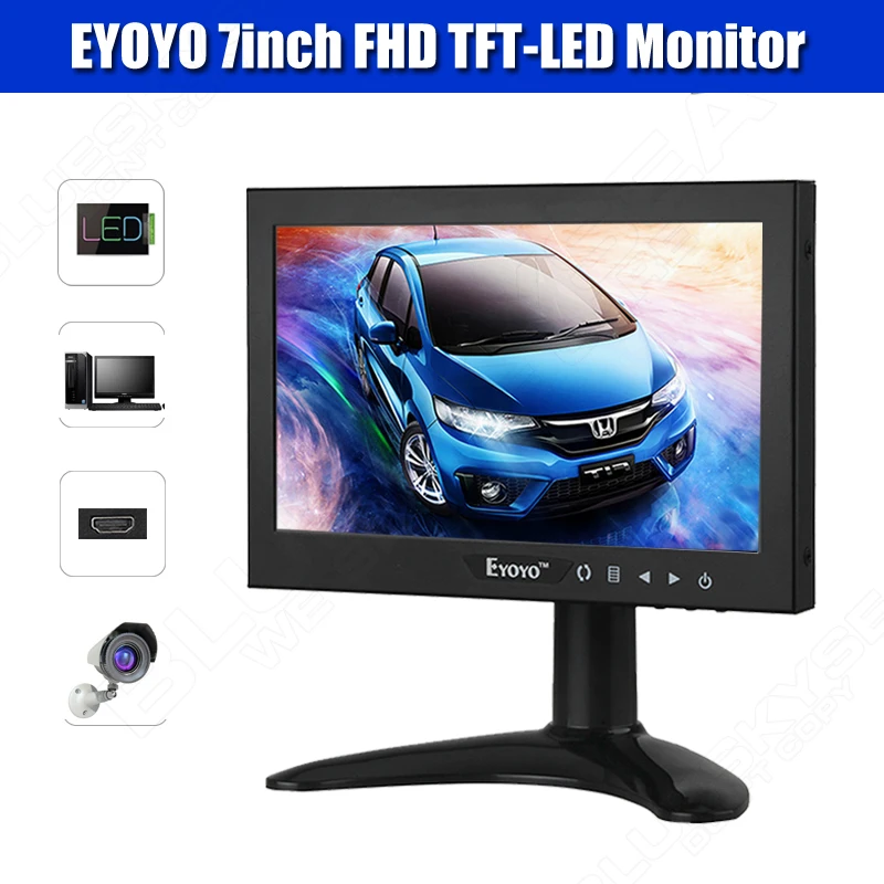 EYOYO EM07A 7 inch LED HD 1024*600 HDMI Monitor with VGA Video Audio Viewing angle 70 degree For PC TV Security Camera
EYOYO EM07A 7 inch LED HD 1024*600 HDMI Monitor with VGA Video Audio Viewing angle 70 degree For PC TV Security Camera