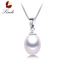 AAAA pendientes de perla de agua dulce genuino 8-9mm 925 collar de plata de ley para mujeres venta al por mayor joyas de perlas naturales de tamaño pequeño(China)