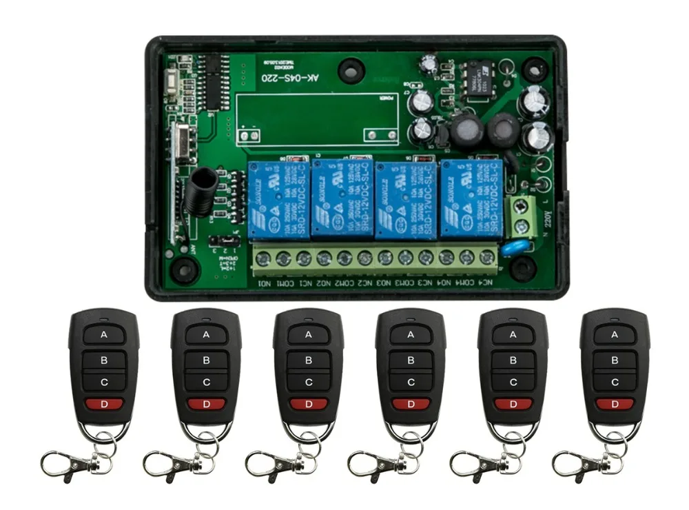 AC85v~250V 110V 220V 230V 4CH RF Wireless Remote Control Relay Switch Security System Garage Doors, Rolling Gate Electric Doors
AC85v~250V 110V 220V 230V 4CH RF Wireless Remote Control Relay Switch Security System Garage Doors, Rolling Gate Electric Doors