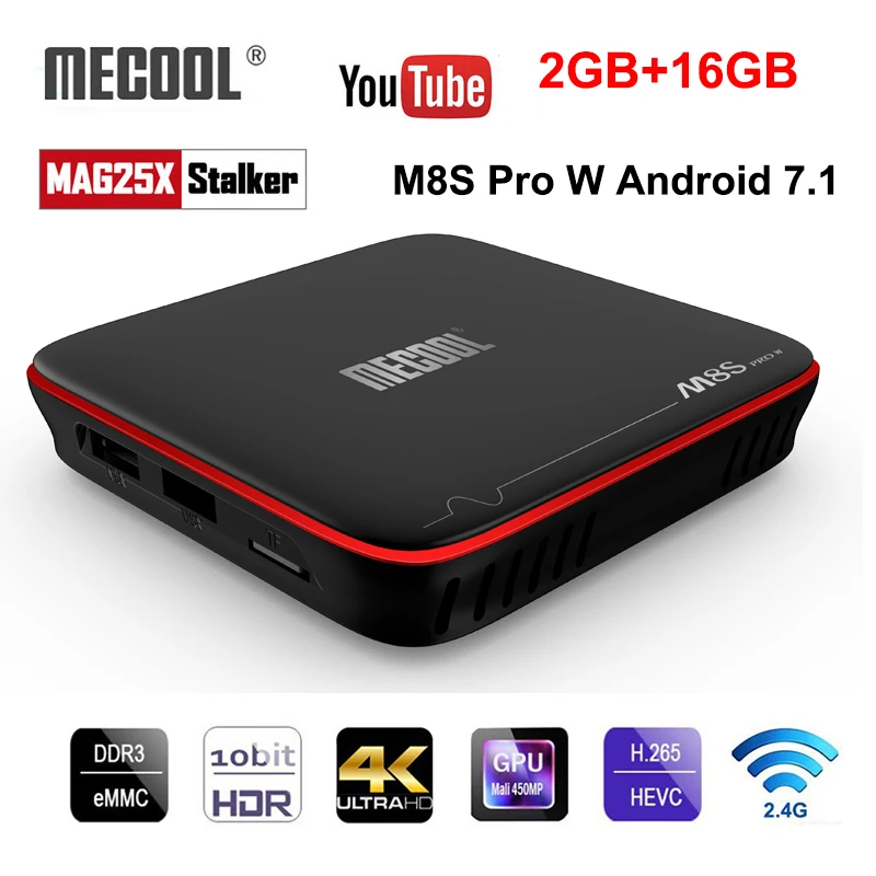 

Mecool M8S PRO W Android 7.1 Smart TV Box 2GB 16GB Amlogic S905W Quad Core 2.4G WIFI Set Top Box 4K H.265 Media Player 1GB 8GB