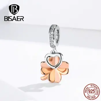 BISAER 925 Sterling Silver Clover Flower Beads Rose Gold Color Clover Heart Pendant Charms fit Bracelets Silver Jewelry ECC1238
BISAER 925 Sterling Silver Clover Flower Beads Rose Gold Color Clover Heart Pendant Charms fit Bracelets Silver Jewelry ECC1238