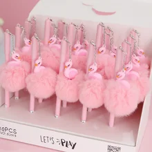 1 bolígrafo de gel de flamenco rosa bonito peluche Cisne bolígrafos para la escuela escritura chica regalos Kawaii Neutral útiles escolares: Juego de bolígrafos papelería(China)
