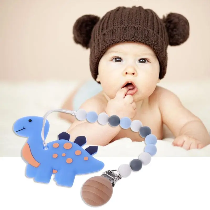 Silicone Teething Pacifier Clips With Dinosaur Silicone Teether Pacifier Chain for Baby Chew Toys
Silicone Teething Pacifier Clips With Dinosaur Silicone Teether Pacifier Chain for Baby Chew Toys