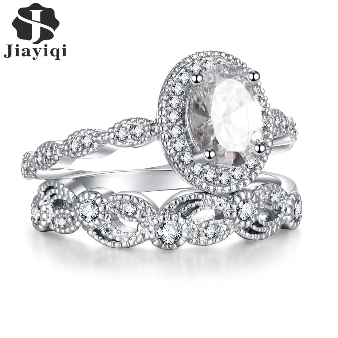 Fashion 2 Pcs/Set Crystal Ring Jewelry Silver Wedding Rings For Women Girls Engagement Wedding Ring Set
Fashion 2 Pcs/Set Crystal Ring Jewelry Silver Wedding Rings For Women Girls Engagement Wedding Ring Set