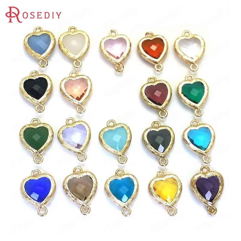 10PCS 15x10MM 16x11MM 24K Champagne Gold Color Brass and Glass 2 Holes Heart Shape Connect Charms Pendants Jewelry Accessories
10PCS 15x10MM 16x11MM 24K Champagne Gold Color Brass and Glass 2 Holes Heart Shape Connect Charms Pendants Jewelry Accessories