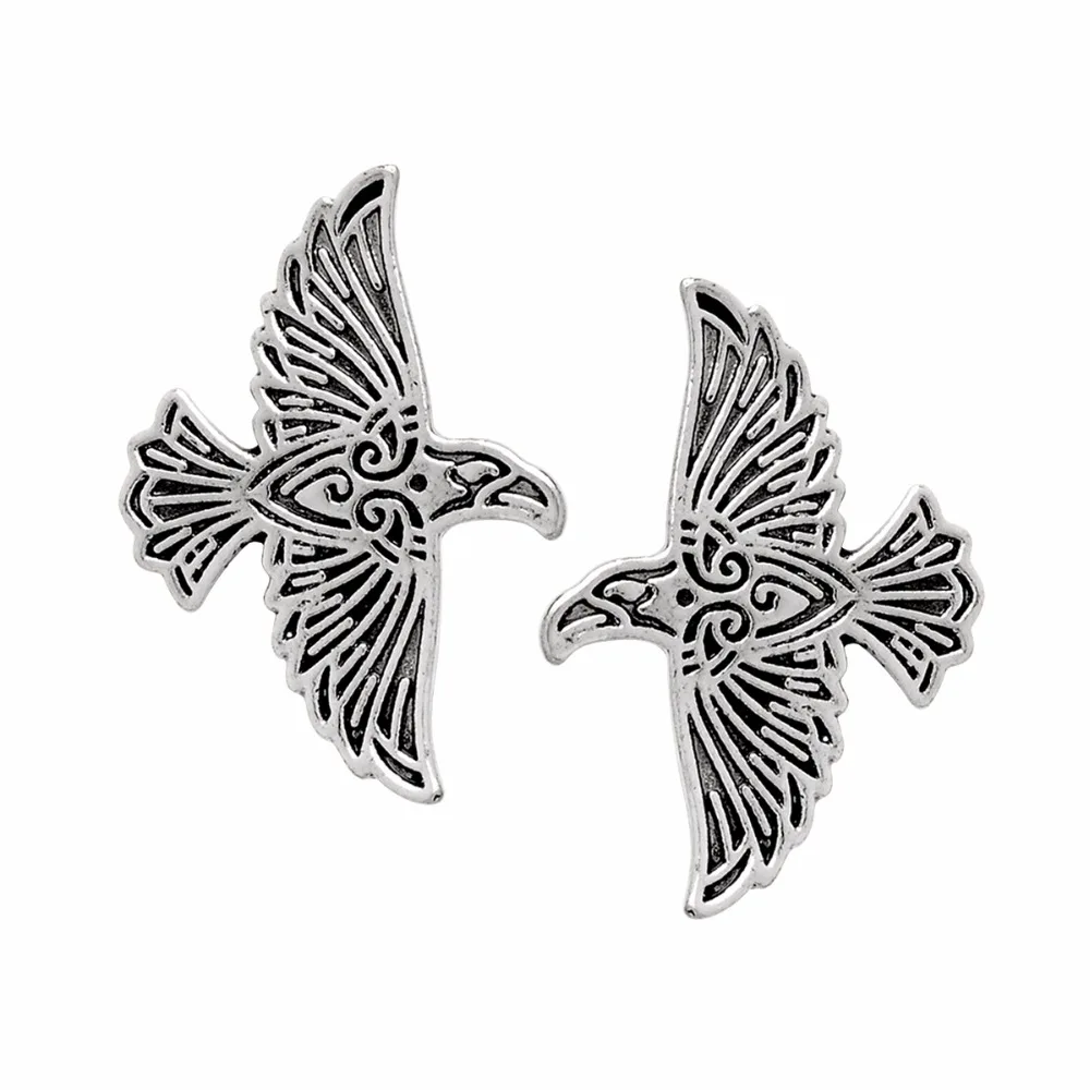 

1~2pcs Viking Flying Raven Pin Norse Crow Medieval Silver Bronze Coat Cloak Brooch Pins Retro Vintage Jewelry for Men Gift