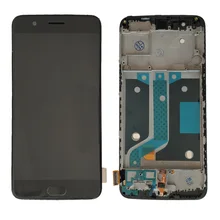 Bloc écran tactile lcd avec châssis, avec bouton d'accueil, empreinte digitale, pour OnePlus 5, A5000=
