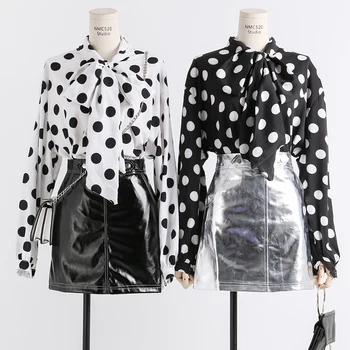 Retro Women Big Polka Dots Shirt OL Blouses Turn Down Bow Collar Summer Long Lantern Sleeves Wild Bowtie Single-breasted Tops
Retro Women Big Polka Dots Shirt OL Blouses Turn Down Bow Collar Summer Long Lantern Sleeves Wild Bowtie Single-breasted Tops