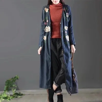 Autumn Trench Women Loose Denim Floral Embroidery Full Sleeve Casual Coat Cowboy Female Fashion
Autumn Trench Women Loose Denim Floral Embroidery Full Sleeve Casual Coat Cowboy Female Fashion