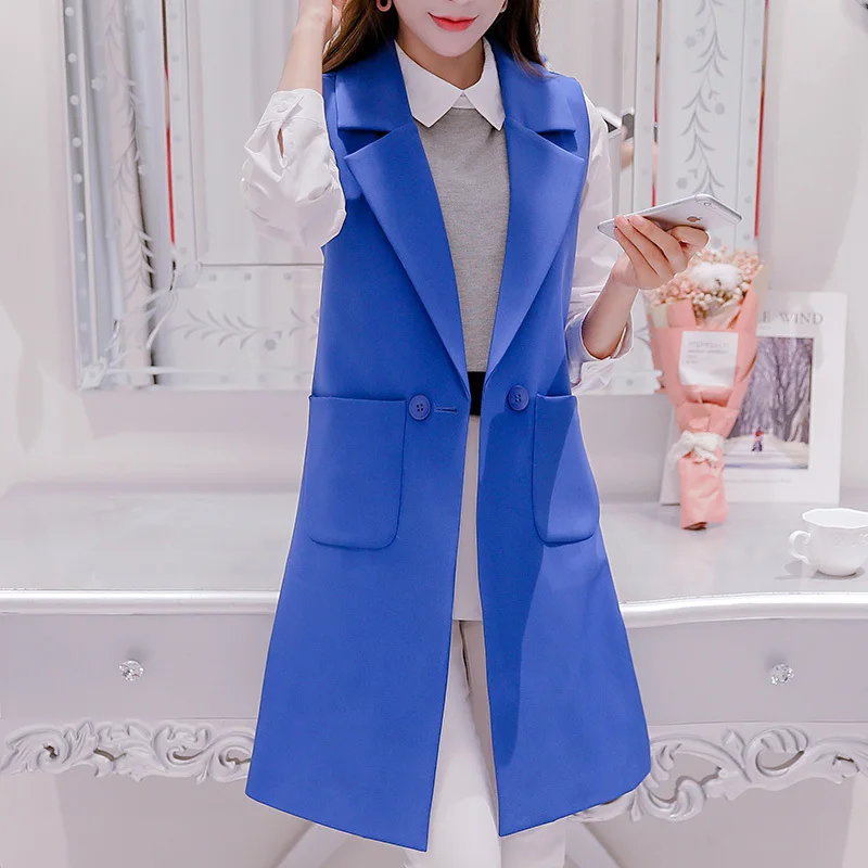 2019 Women Blue White Black Long Vest Coat Korean Waistcoat Sleeveless Jacket Pocket Outwear Casual Top Roupa Female F33
2019 Women Blue White Black Long Vest Coat Korean Waistcoat Sleeveless Jacket Pocket Outwear Casual Top Roupa Female F33