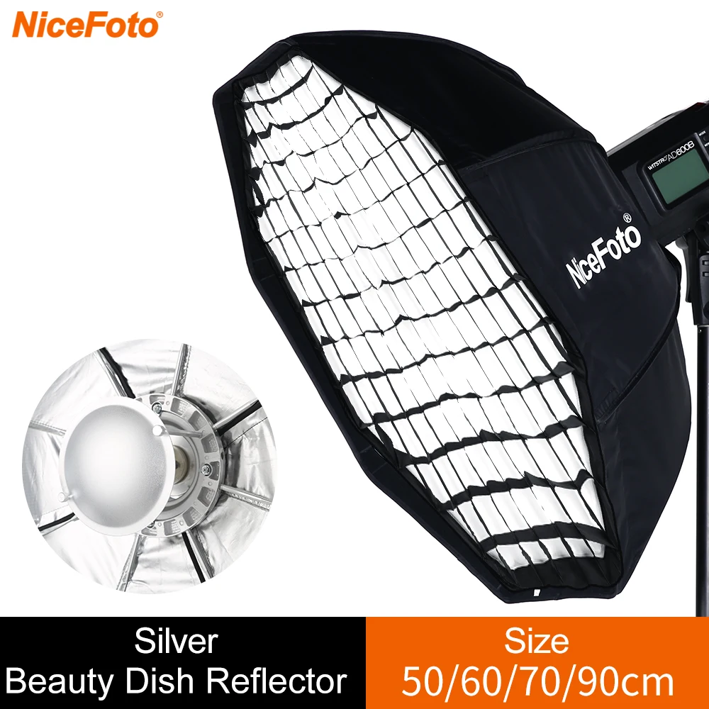 70cm Silver Bowens Mount Beauty Dish with Honeycomb Grid Softbox Folding Beauty Flash Softbox for Studio Flash
70cm Silver Bowens Mount Beauty Dish with Honeycomb Grid Softbox Folding Beauty Flash Softbox for Studio Flash