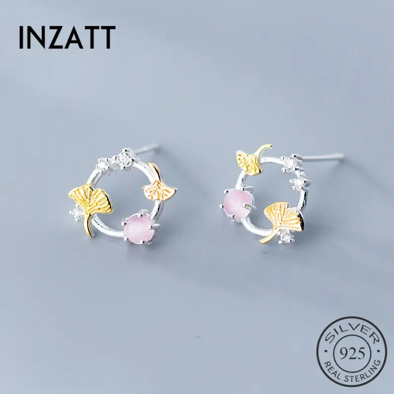 INZATT Real 925 Sterling Silver Zircon Gold Leaves Round Pink Stud Earrings For Elegant Women Anniversary Party Fine Jewelry
INZATT Real 925 Sterling Silver Zircon Gold Leaves Round Pink Stud Earrings For Elegant Women Anniversary Party Fine Jewelry