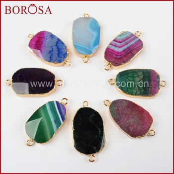 BOROSA Gold Color Polished Rainbow Onyx Fire Agates Slice Connector Double Charms for Bracelets Necklace DIY Jewelry G1400
BOROSA Gold Color Polished Rainbow Onyx Fire Agates Slice Connector Double Charms for Bracelets Necklace DIY Jewelry G1400