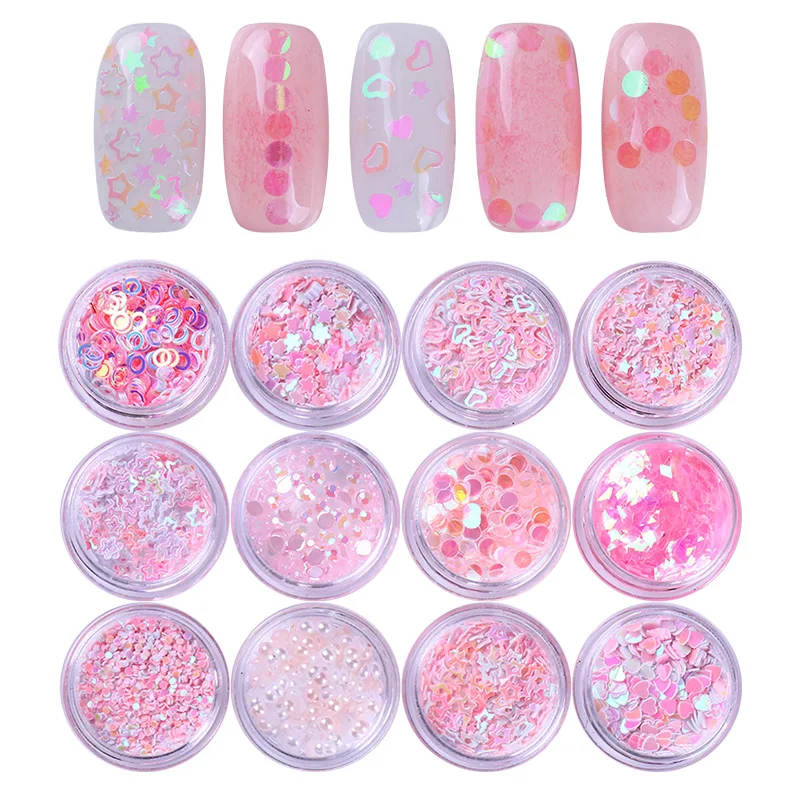 12 Boxes/Set AB Color 3D Holographic Nail Sequins Glitter Flakies Rhinestones Pink Star Heart Pearl Nail Art Decoration Manicure
12 Boxes/Set AB Color 3D Holographic Nail Sequins Glitter Flakies Rhinestones Pink Star Heart Pearl Nail Art Decoration Manicure
