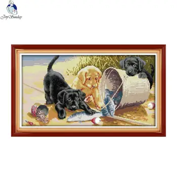 Joy Sunday Three dogs 4 Counted DIY Hand Cross Stitch 11CT 14CT DMC Printed Cloth for Embroidery set Home Decor Needlework
Joy Sunday Three dogs 4 Counted DIY Hand Cross Stitch 11CT 14CT DMC Printed Cloth for Embroidery set Home Decor Needlework