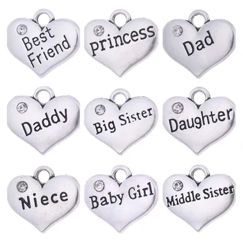 LIKGREAT Family Charm Pendant Crystal Letter Big Middle Sister Dad Best Friend Daughter Baby Girl Heart Charms DIY Jewelry
LIKGREAT Family Charm Pendant Crystal Letter Big Middle Sister Dad Best Friend Daughter Baby Girl Heart Charms DIY Jewelry