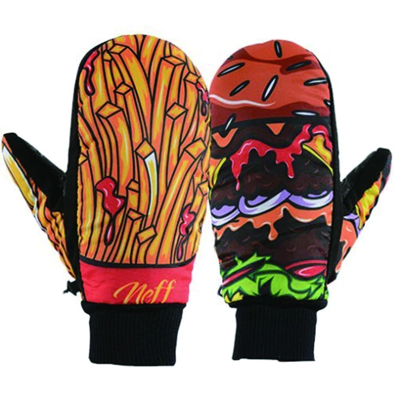 Image Cartoon patterns waterproof ski gloves women men outdoor sports gloves for snowing snowboard plus size thermal snow gloves