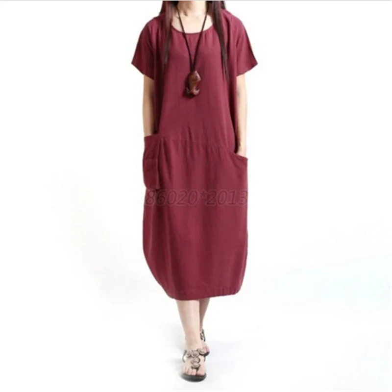 New Fashion Women Casual Cotton Linen Long Dress Ethnic Short Sleeve Solid Color Loose Summer Dress Red Gray Vestido
New Fashion Women Casual Cotton Linen Long Dress Ethnic Short Sleeve Solid Color Loose Summer Dress Red Gray Vestido