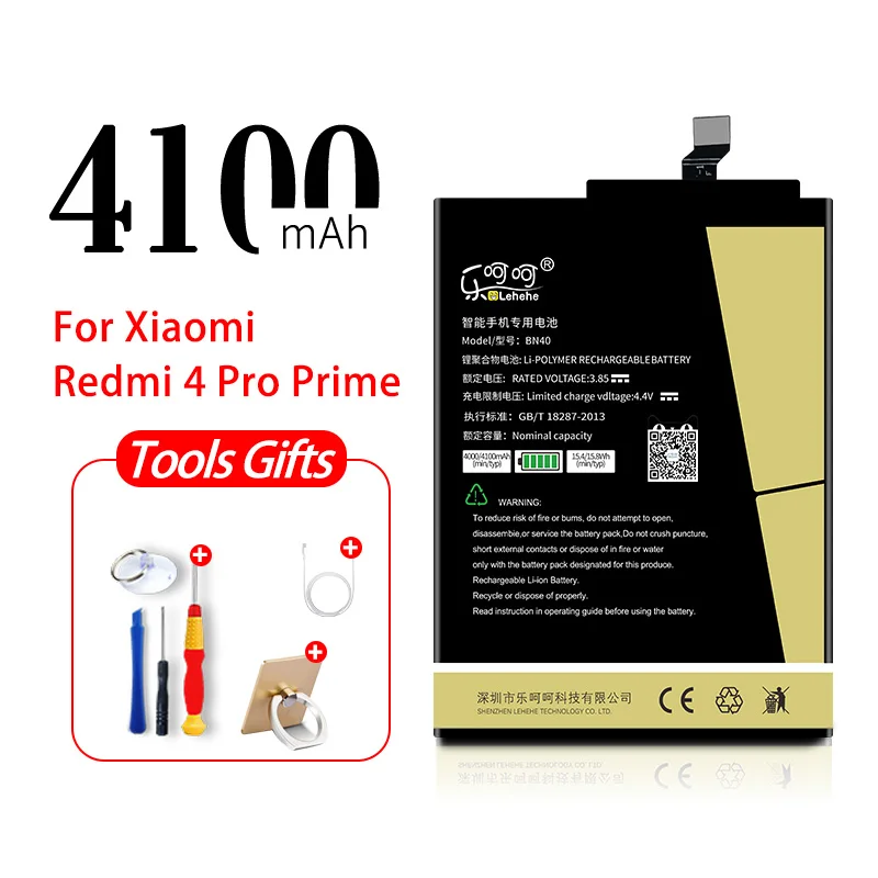 Новый аккумулятор BN40 для Xiaomi Redmi 4 Pro Prime 32G ROM Edition 4100mAh Высокое качество Замена Bateria