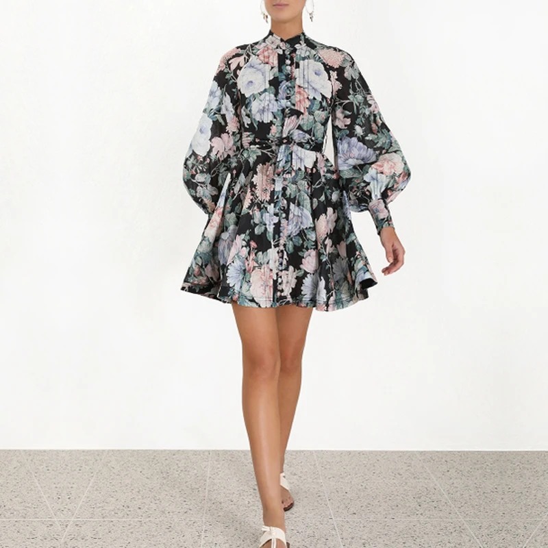 2019 New Arrival Floral Print Woman Mini Dress Puff Sleeve Draped Slim Waist Sashes Black Dress Holiday Vacation Vestidos
2019 New Arrival Floral Print Woman Mini Dress Puff Sleeve Draped Slim Waist Sashes Black Dress Holiday Vacation Vestidos