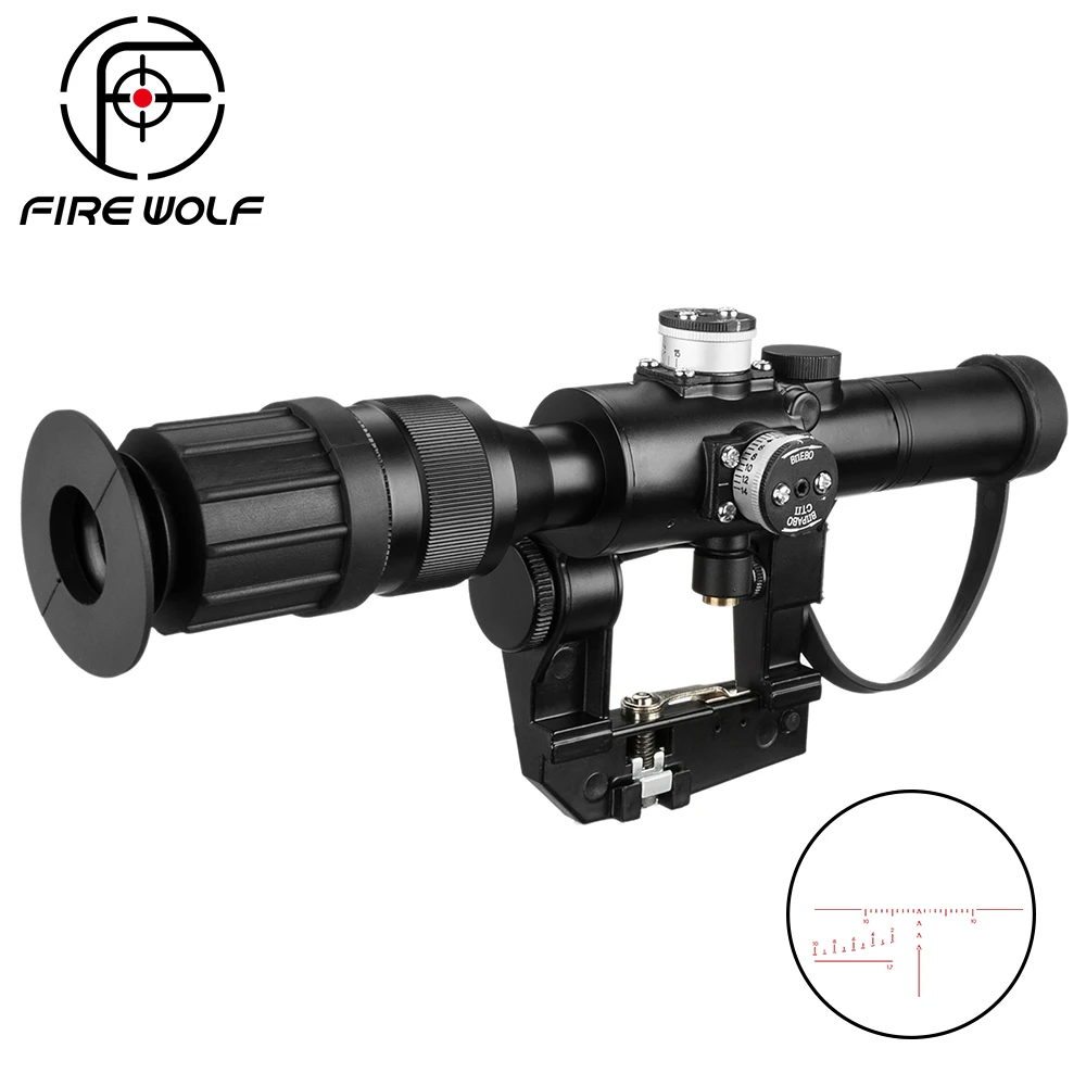 

Tactical Hunting Riflescope SVD Dragunov Optics 4x26 Red Illuminated Rifle Scope Airsoft Red Dot Sight Sniper Gear